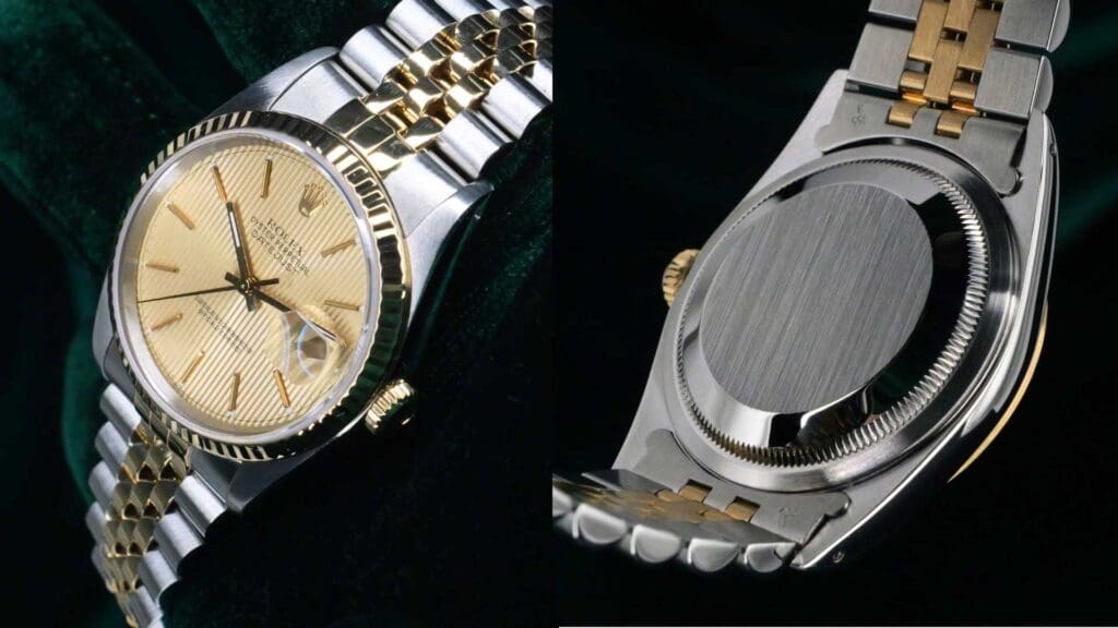Rolex Datejust 36 Champagne Tapestry Dial 16233 Case and Bezel