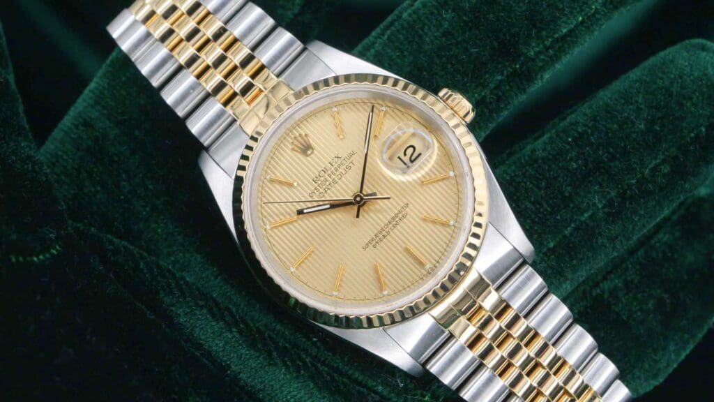 Rolex Datejust 36 Champagne Tapestry Dial 16233 - Dial and Face Design