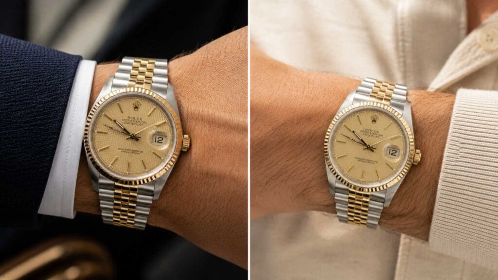 Rolex Datejust 36 Champagne Tapestry Dial 16233 On-Wrist Feel