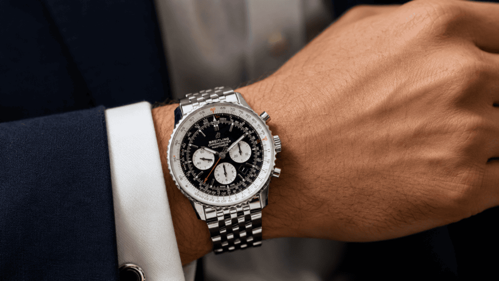 2019 Breitling Navitimer 1 B01 Chronograph 46mm Black Steel Bracelet AB0127 - On the wrist feel