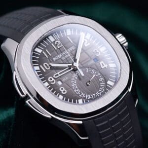 Patek Philippe Aquanaut Travel Time Black Dial Stainless Steel Black Rubber Strap 40.8mm Caliber 324 MINT CONDITION COMPLETE SET 5164A-001