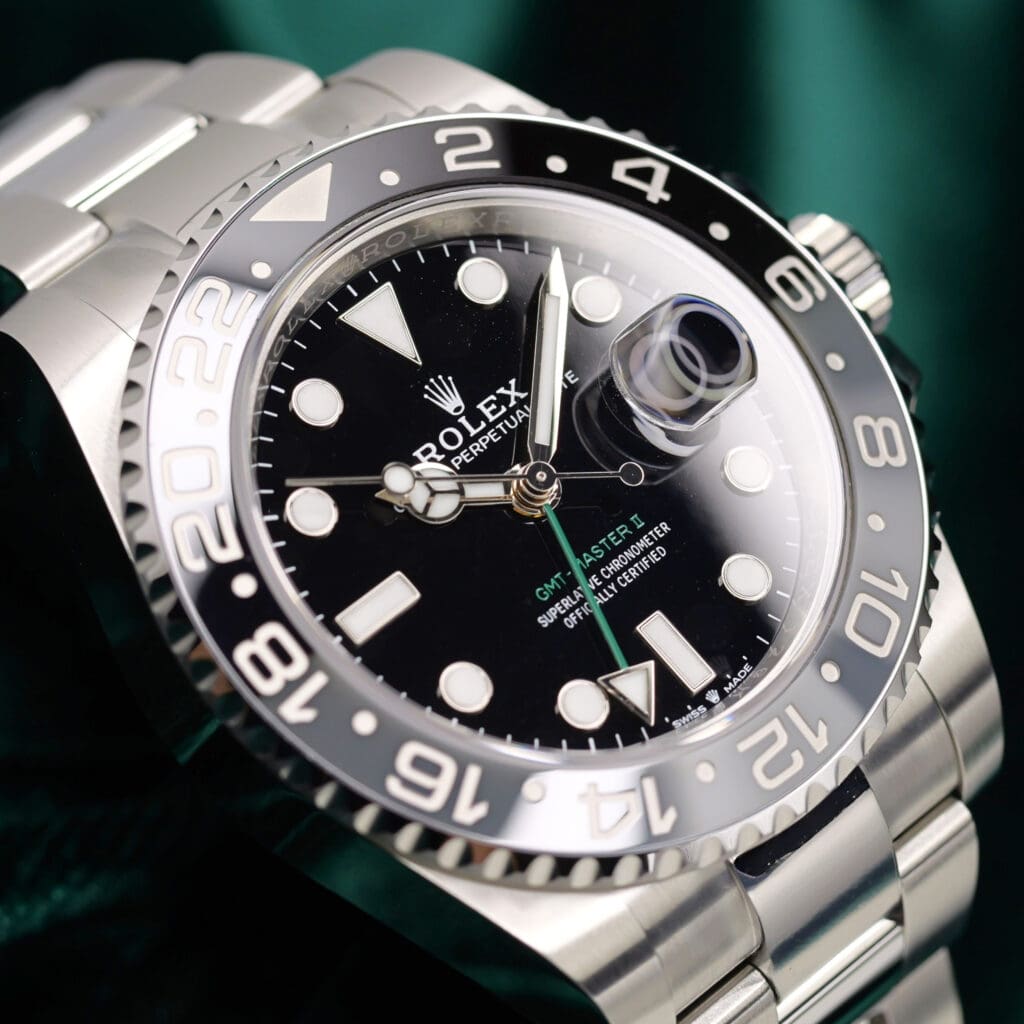2026 Rolex GMT-Master II Bruce Wayne Black Dial Grey and Black Ceramic Bezel Stainless Steel Oyster Bracelet 40mm MINT CONDITION COMPLETE SET 126710GRNR
