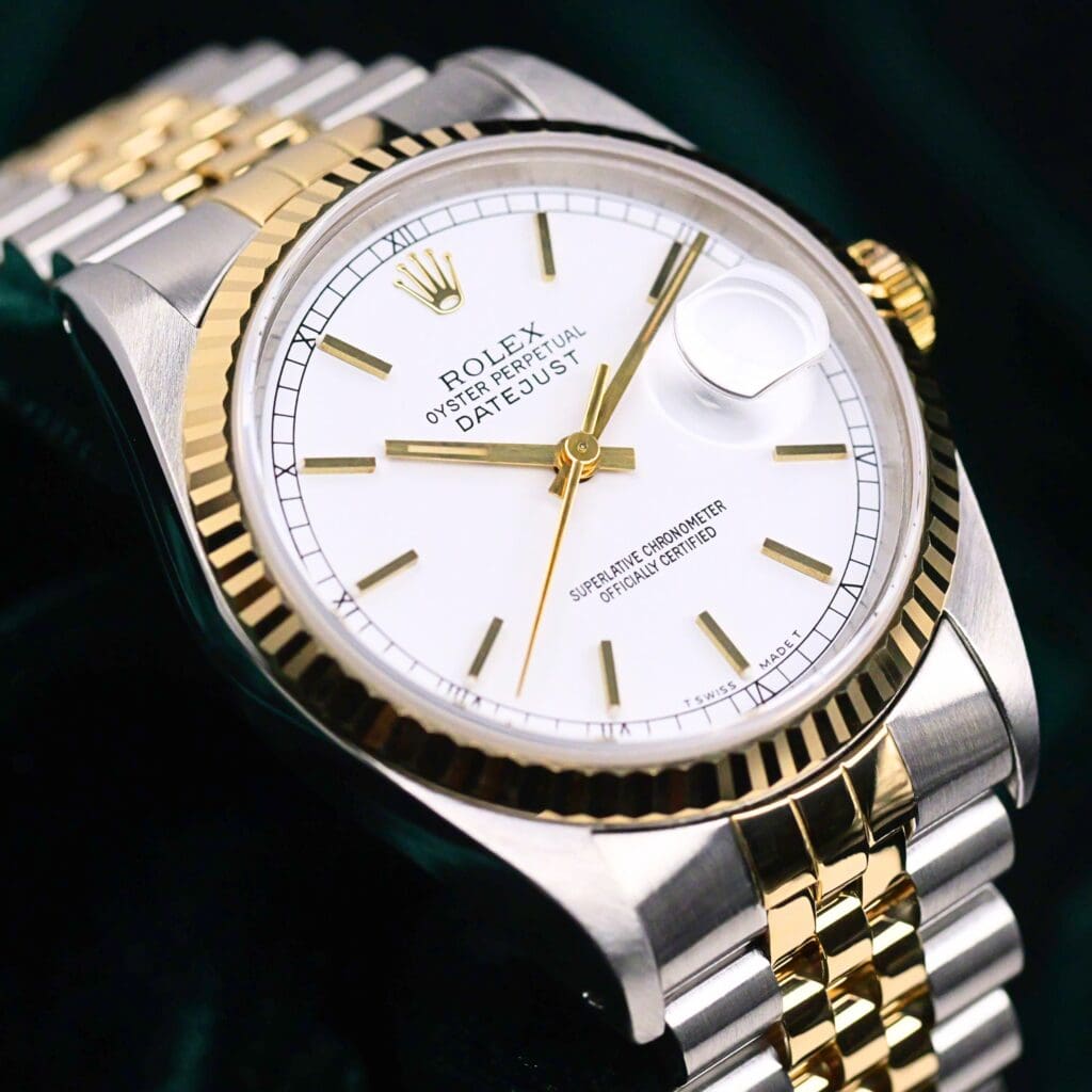Rolex Datejust White Dial Fluted Bezel Jubilee Bracelet Two-Tone 18K Yellow Gold Stainless Steel 36mm MINT CONDITION 16233