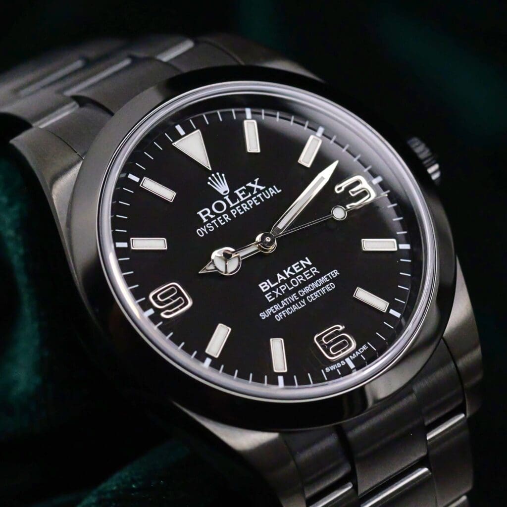 Rolex Explorer Blaken Black Dial Oyster Bracelet DLC Black Stainless Steel 39mm MINT CONDITION COMPLETE SET 214270