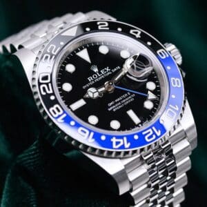 Rolex GMT-Master II "Batgirl" Black Dial Black Blue Ceramic Bezel Jubilee Bracelet Stainless Steel 40mm MINT CONDITION COMPLETE SET 126710BLNR