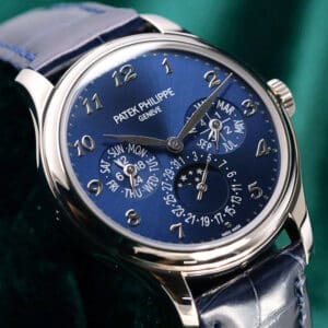 Patek Philippe Grand Complications Blue Dial Perpetual Calendar 18KT White Gold Blue Leather Strap 39mm MINT CONDITION COMPLETE SET 5327G-001