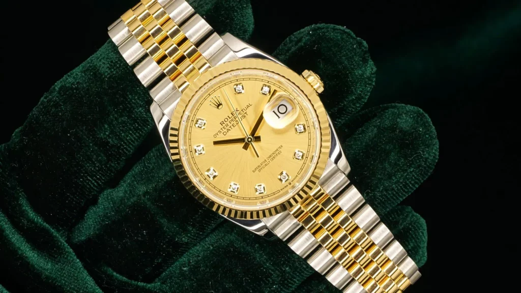Rolex Datejust 36mm Champagne Dial Diamond Markers 126233 - Dial and Face Design