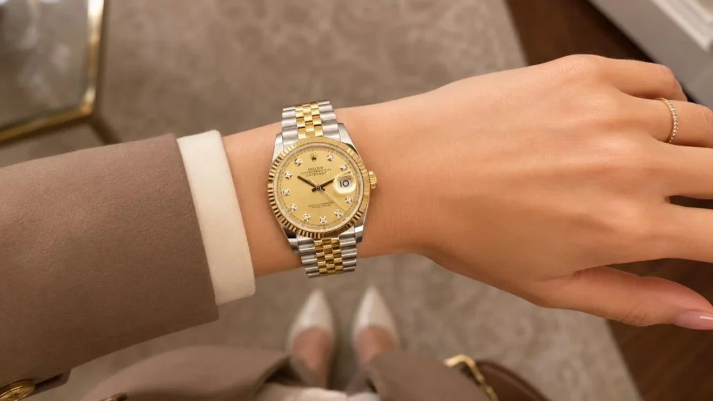 Rolex Datejust 36mm Champagne Dial Diamond Markers 126233 - On-Wrist