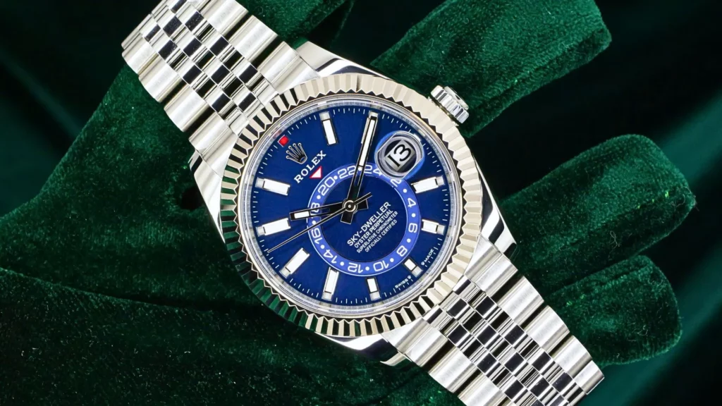 2023 Rolex Sky-Dweller Blue Jubilee White Gold 42mm 336934 - Dial and Face Design