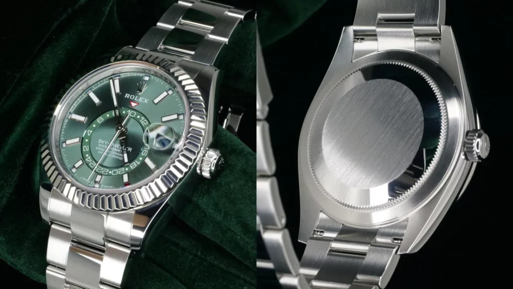 2024 Rolex Sky-Dweller Mint Green Dial Fluted Bezel Oyster 336934 - Case and Bezel