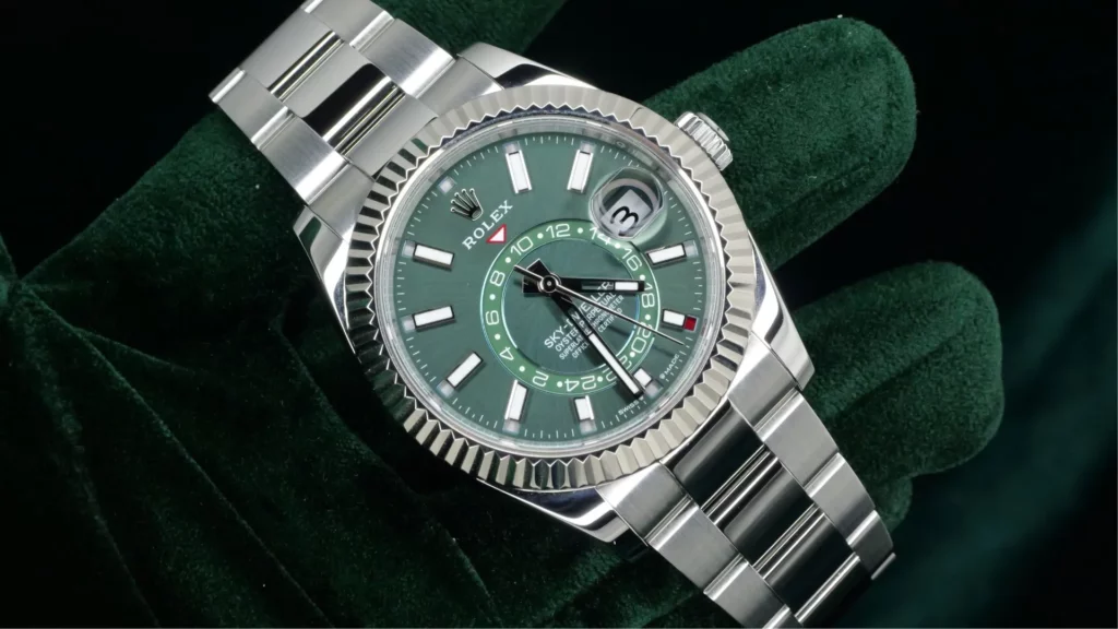 2024 Rolex Sky-Dweller Mint Green Dial Fluted Bezel Oyster 336934 - Dial and Face Design