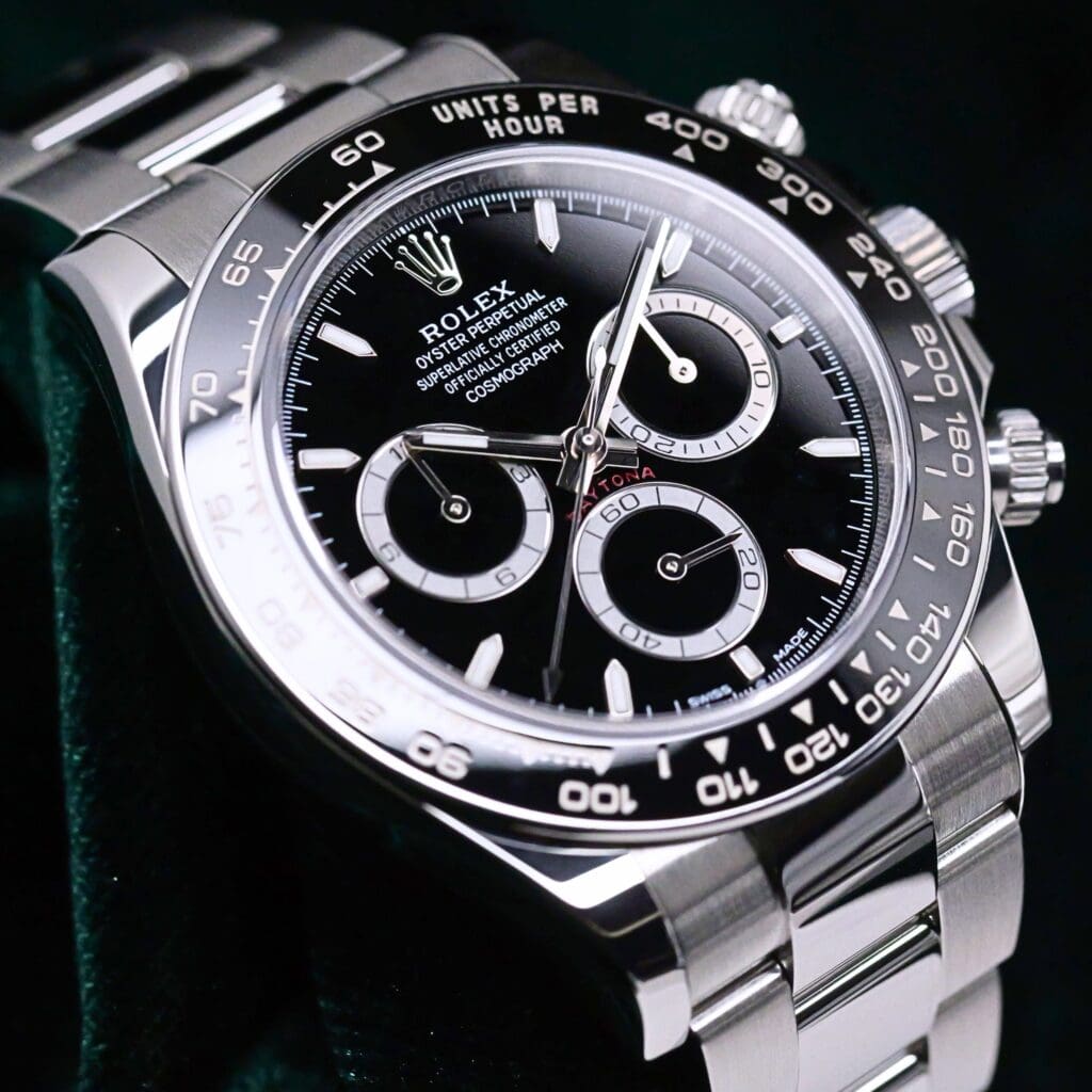Rolex Cosmograph Daytona "Reverse Panda" Black Dial Black Ceramic Bezel Oyster Bracelet Stainless Steel 40mm MINT CONDITION COMPLETE SET 126500LN