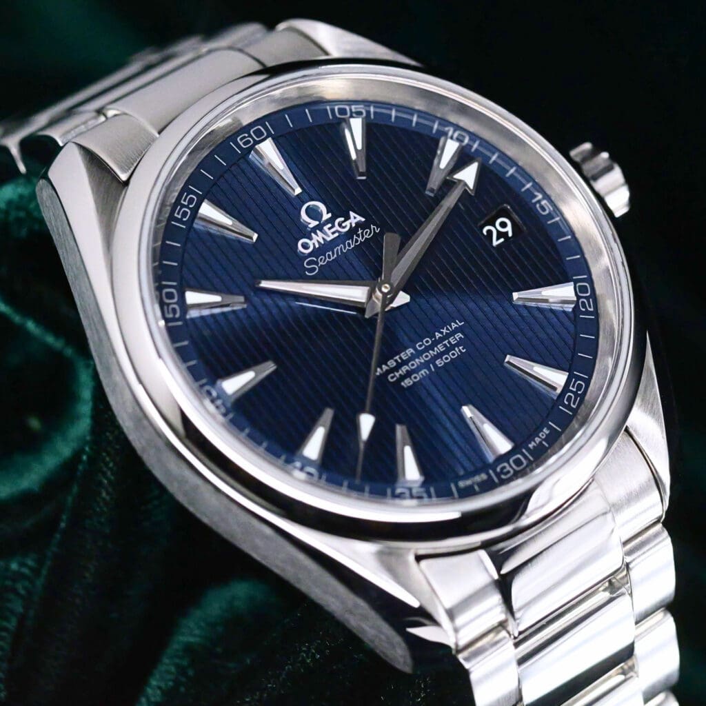 Omega Seamaster Aqua Terra 150M Master Co-Axial Chronometer Blue Teak Dial Stainless Steel 41.5mm MINT CONDITION COMPLETE SET 231.10.42.21.03.003