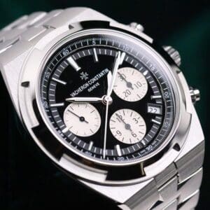 Vacheron Constantin Overseas Chronograph "Reverse Panda" Black Dial Silver Subdials Stainless Steel 42.5mm MINT CONDITION COMPLETE SET 5500V/110A-B481