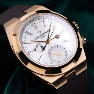 Vacheron Constantin Overseas Dual Time Silver Dial 18K Rose Gold Brown Rubber Strap 41mm MINT CONDITION COMPLETE SET 7900V/000R-B336