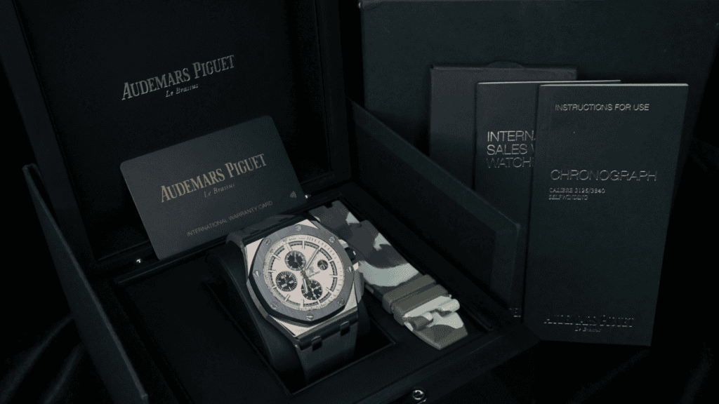 AP Royal Oak Offshore Chronograph Combat Champagne Dial Plain Camo Rubber 26400SO - Box & papers